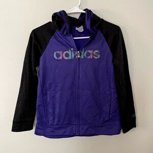 Adidas kids purple black full zip hooded sweater sweatshirt comfortable workout